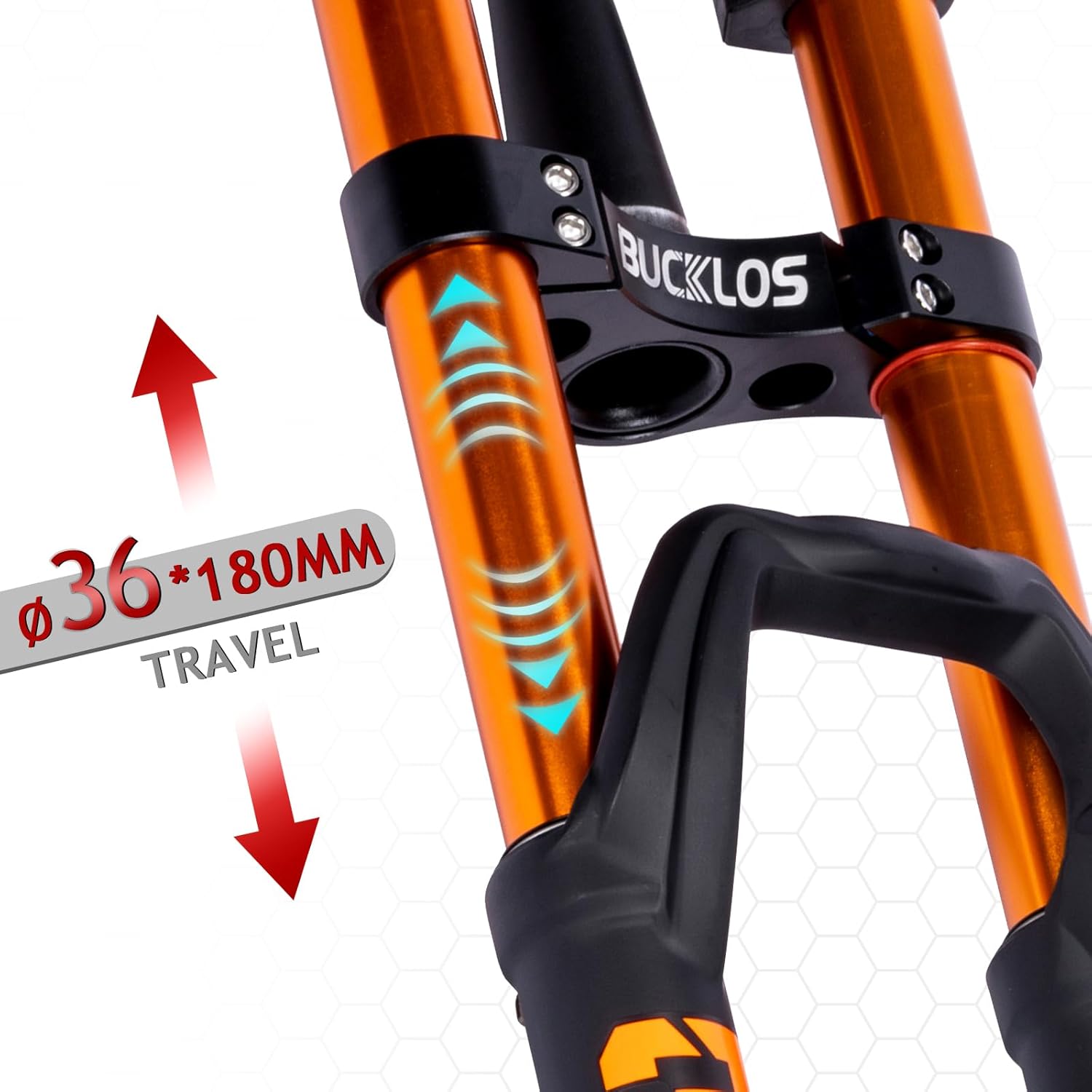 BUCKLOS Downhill Air Suspension Fork 27.5/29 15 * 110mm Boost Tapered, Travel 180mm 36mm Inner Tube Thru Axle Rebound Adjustment Disc Brake Front Forks, fit Mountain Bike AM FR DH ect.