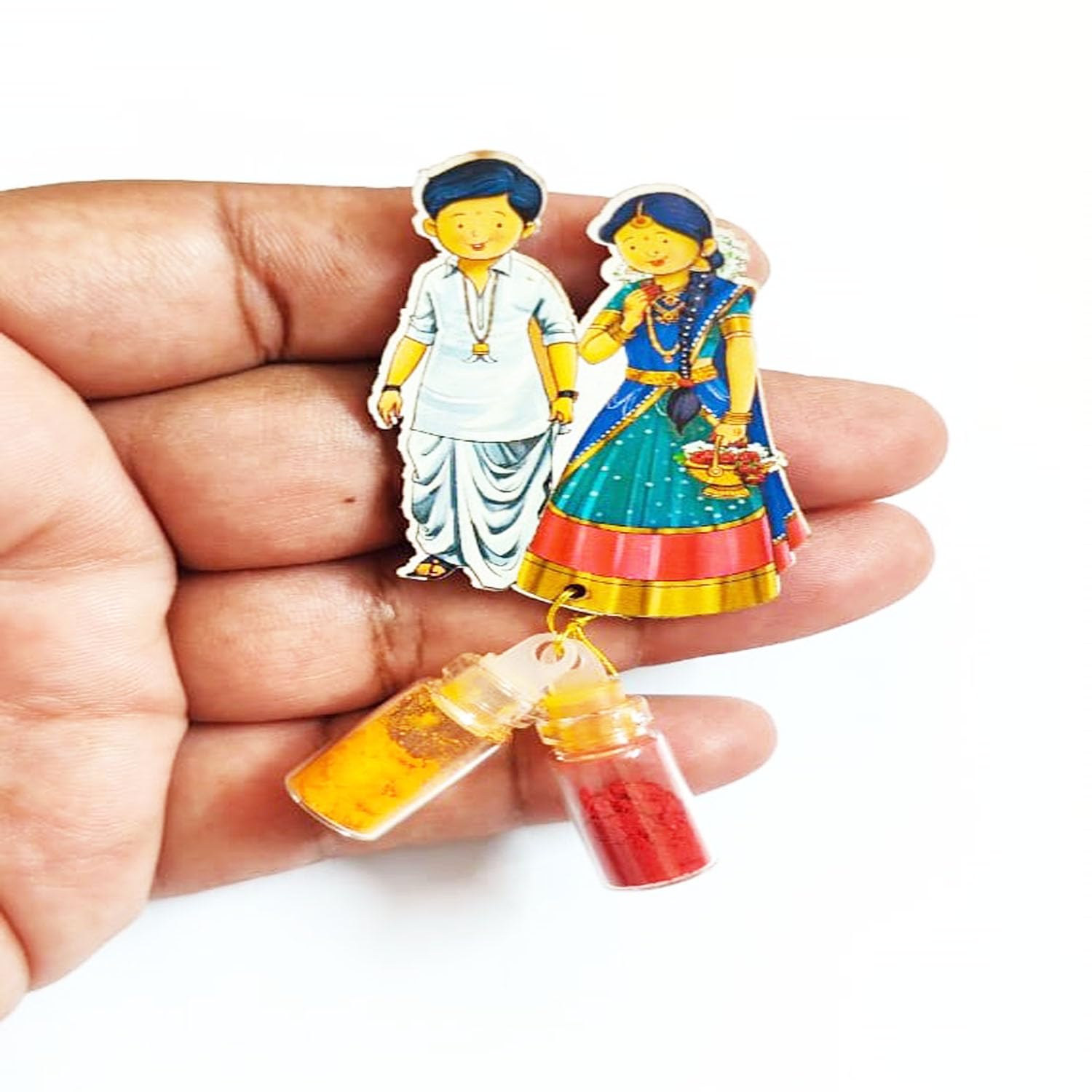 Dhoti & Saree Function MDF Haldi Kumkum Bottles Gift Set – Pack of 11 – Traditional Return Gifts for Pooja, Festivals, Weddings, Housewarming, Thamboolam, Celebrations-image-29
