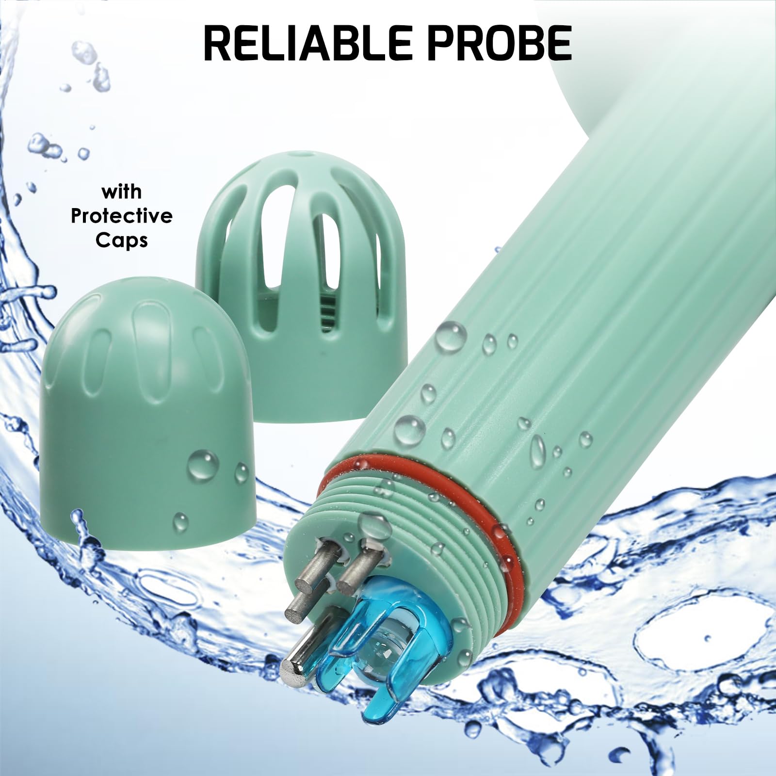 Intelligenter 8-in-1 Wasserqualitätstester mit WLAN, überwacht pH, ORP, Chlor, Salzgehalt, TDS, EC, spezifisches Gewicht und Temperatur per Tuya-App für Pools, Spas, Whirlpools und Aquarien.