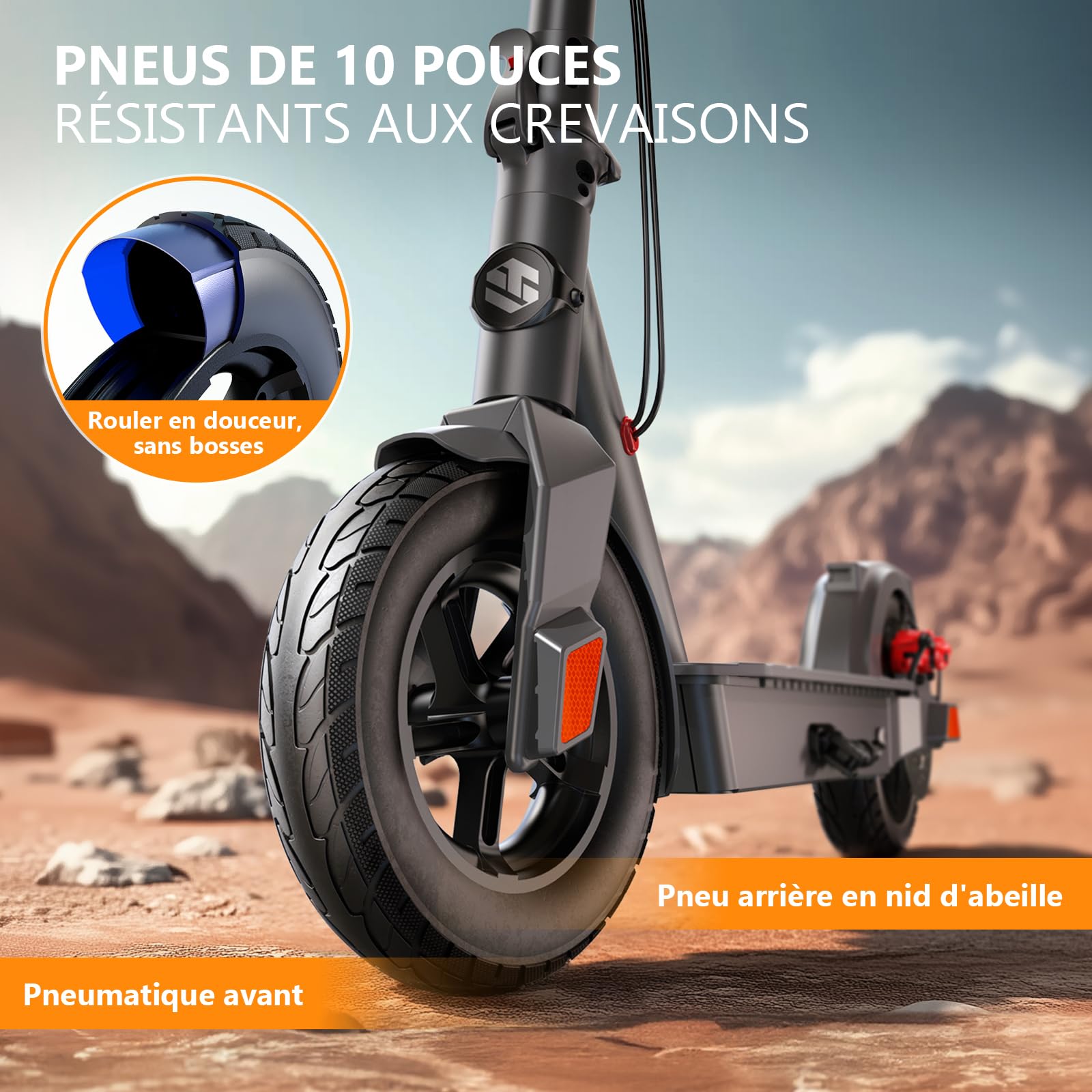 SISIGAD Trottinette Électrique Adulte 10 Pouces Electric Scooter avec App, Portée Maxi 42km Batterie 36V 10.4AH Trottinette Électrique Pliable avec Vitesse Maxi 25km/h Moteur 350W, avec Double Frein