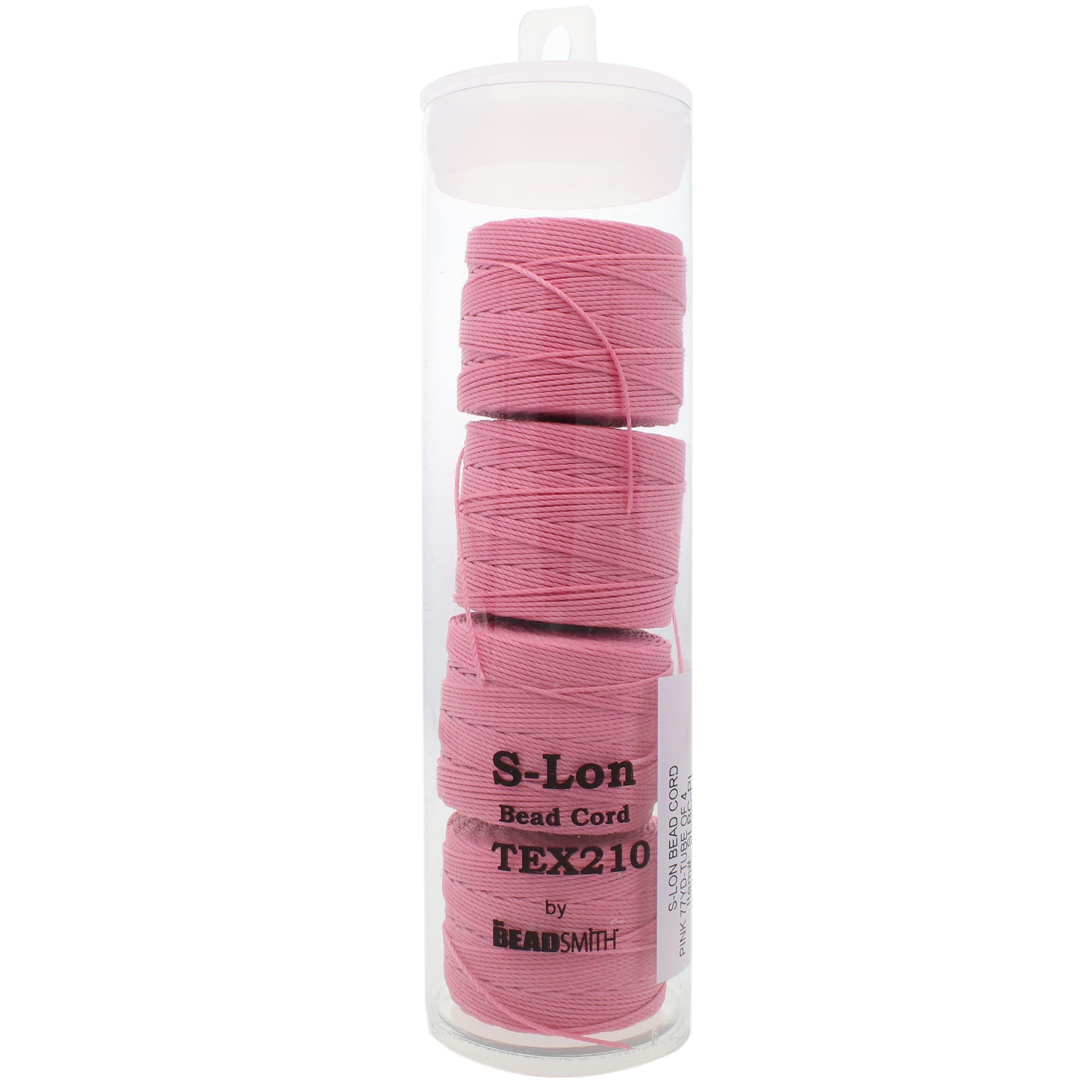 Beadsmith S-LON Superlon #18 Twisted Nylon Bead Cord 77 Yard Spool Bobbin Pink by