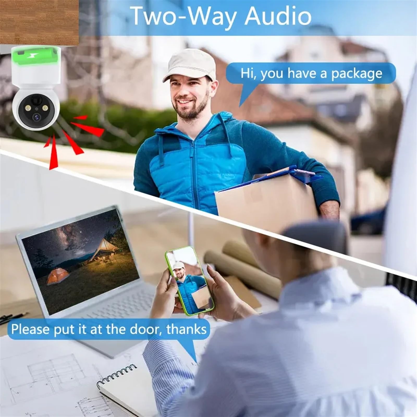 Caméra de sécurité, 5MP Batterie intégrée Mini caméra à Domicile sans Fil PTZ HD de Suivi Automatique sécurité Surveillance vidéo(5MP NO SD Card)