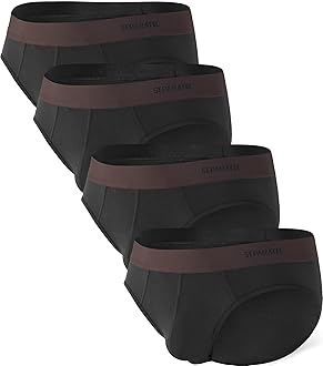 Mens Underwear Briefs, Breathable Cooling Rayon Made from Bamboo Underwear, Dual Pouch Mens Briefs 4 Pack