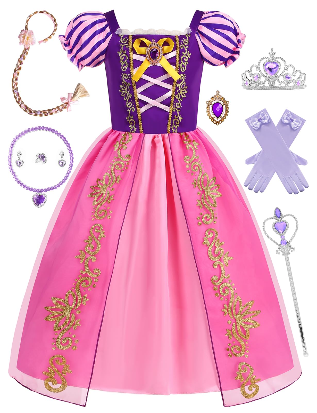RELARLiYA Princess Dress For Girls Princess Costumes Cosplay Birthday Halloween Christmas Party 3-10Y