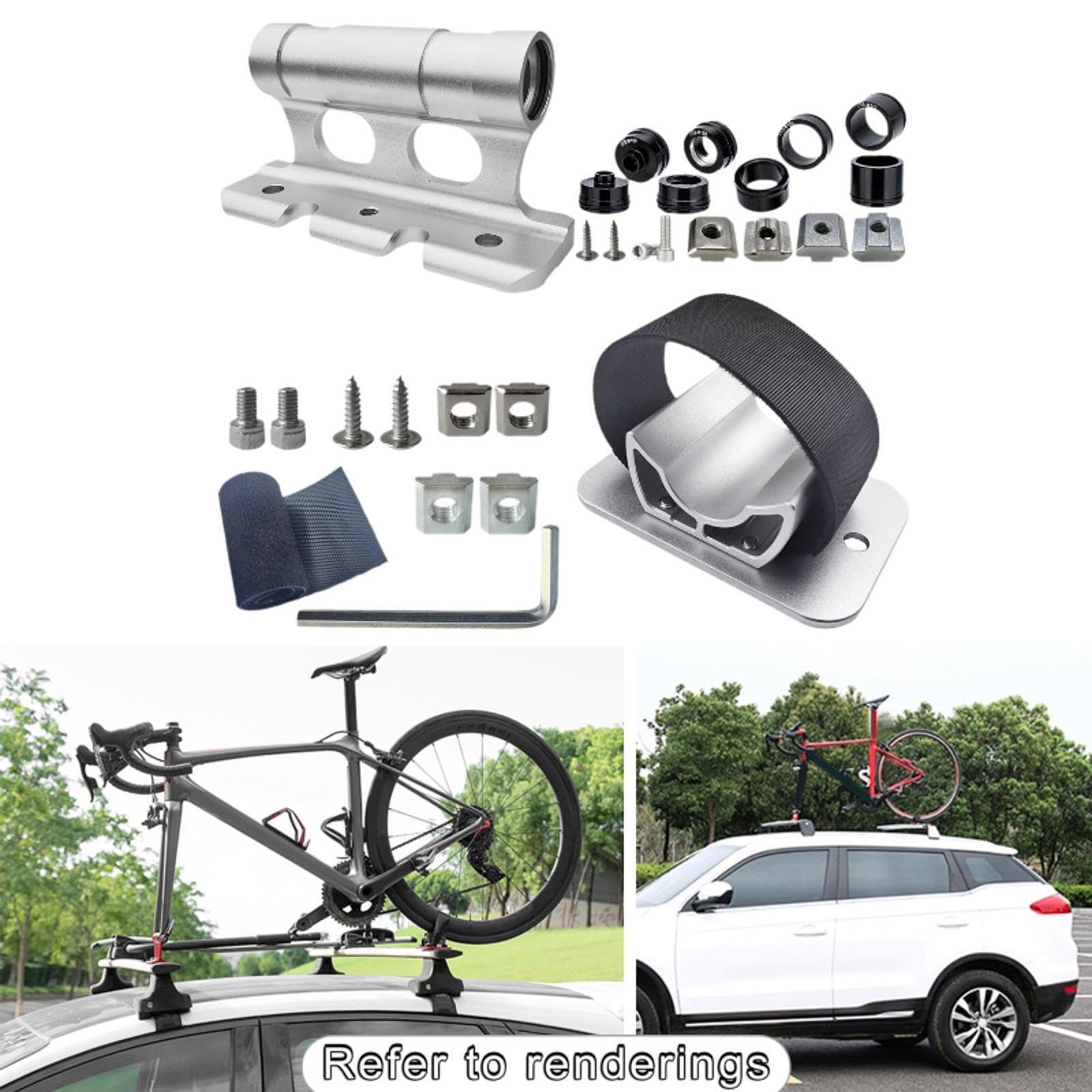 Baoblaze Supporto per forcella bici, portabici da tetto per auto con sgancio rapido, supporto universale per ruota, supporto per forcella anteriore, blocco, Argento