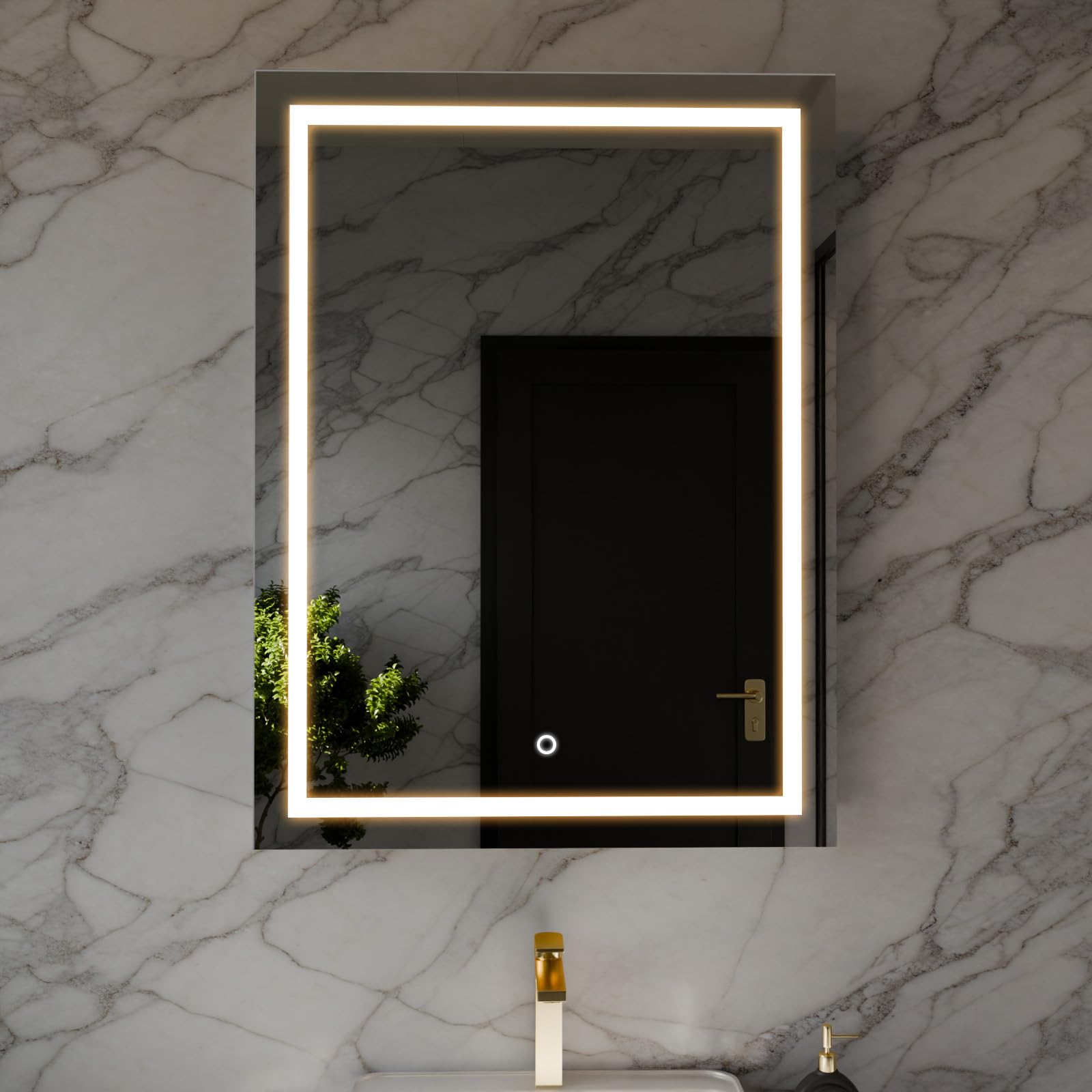 Harper & Harlow Cassio Illuminated LED Bathroom Vanity Mirror, 600x800mm, IP44, Adjustable Light Colour, Memory Function, Touch Control, Dimmable, Anti-Fog Demister, Landscape or Portrait Mounting
