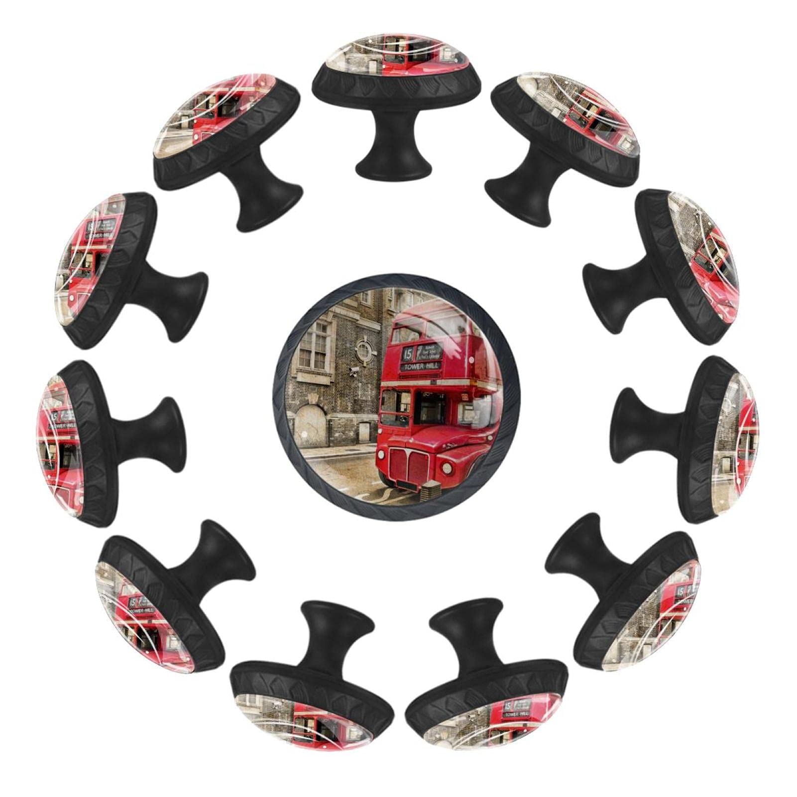 Boutons de tiroir Red Bus de 35mm : poignées de meuble enfant pour commode et salle de jeux