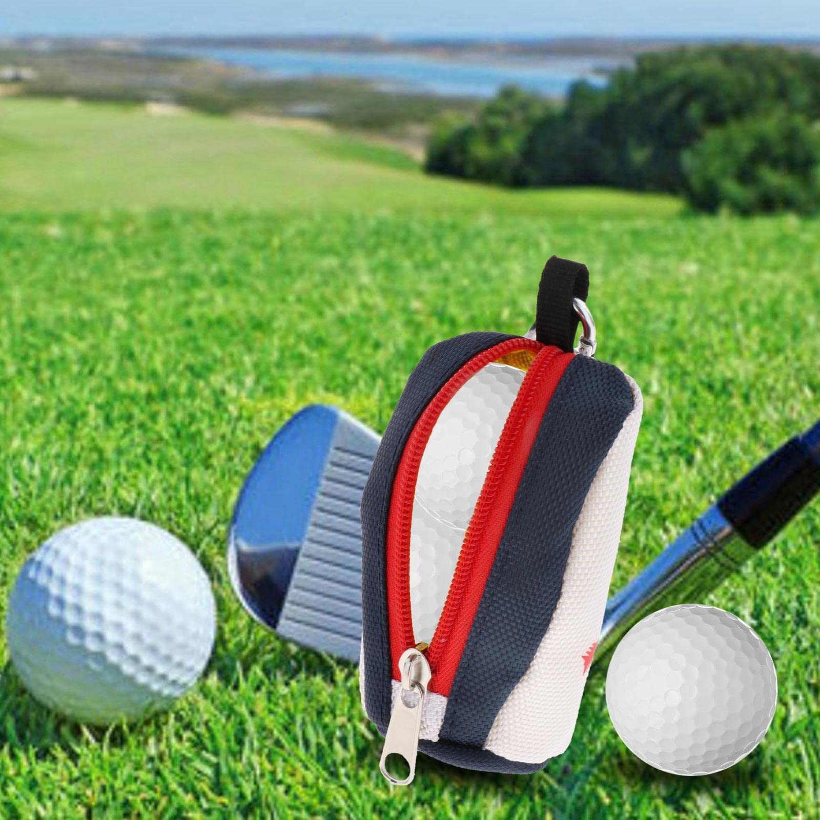 F Fityle Portable Club Ball Pouch Tee Titulaire Organisateur de Stockage Tenir 2 Balles Crochet À Main Ceinture Taille Sac Pochette pour Golf