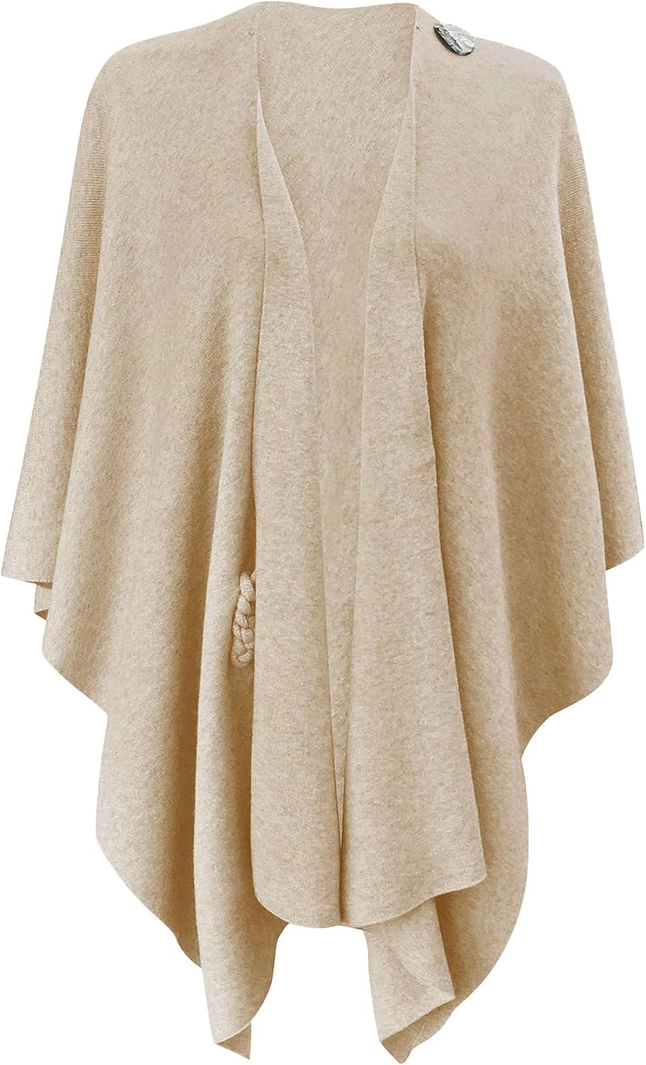 PULI Womens Large Cross Front Poncho Sweater Wrap Topper Knitted Elegant Shawls Cape for Fall Winter - Image 5