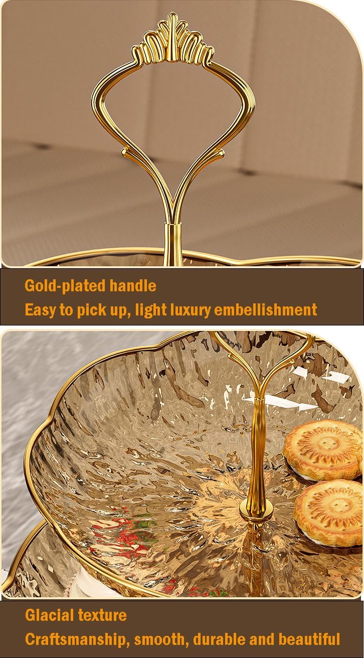 3 Tier Cupcake Stand, Plastic 3 Tiered Serving Stand, Dessert Tower Tray for Party, Birthday, Wedding, Gold