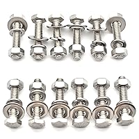 Vista 6 de Kit de tornillos, tuercas y arandelas de 1/4-20, 12 juegos, pernos hexagonales de acero inoxidable 304 con tuercas, arandelas planas 1/4 y arandelas