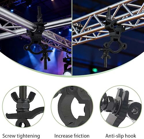 Vista 19 de Lighting Truss - Abrazaderas de acoplador giratorio para luces, abrazadera O de doble cabezal de liberación rápida, abrazadera de tubo giratorio