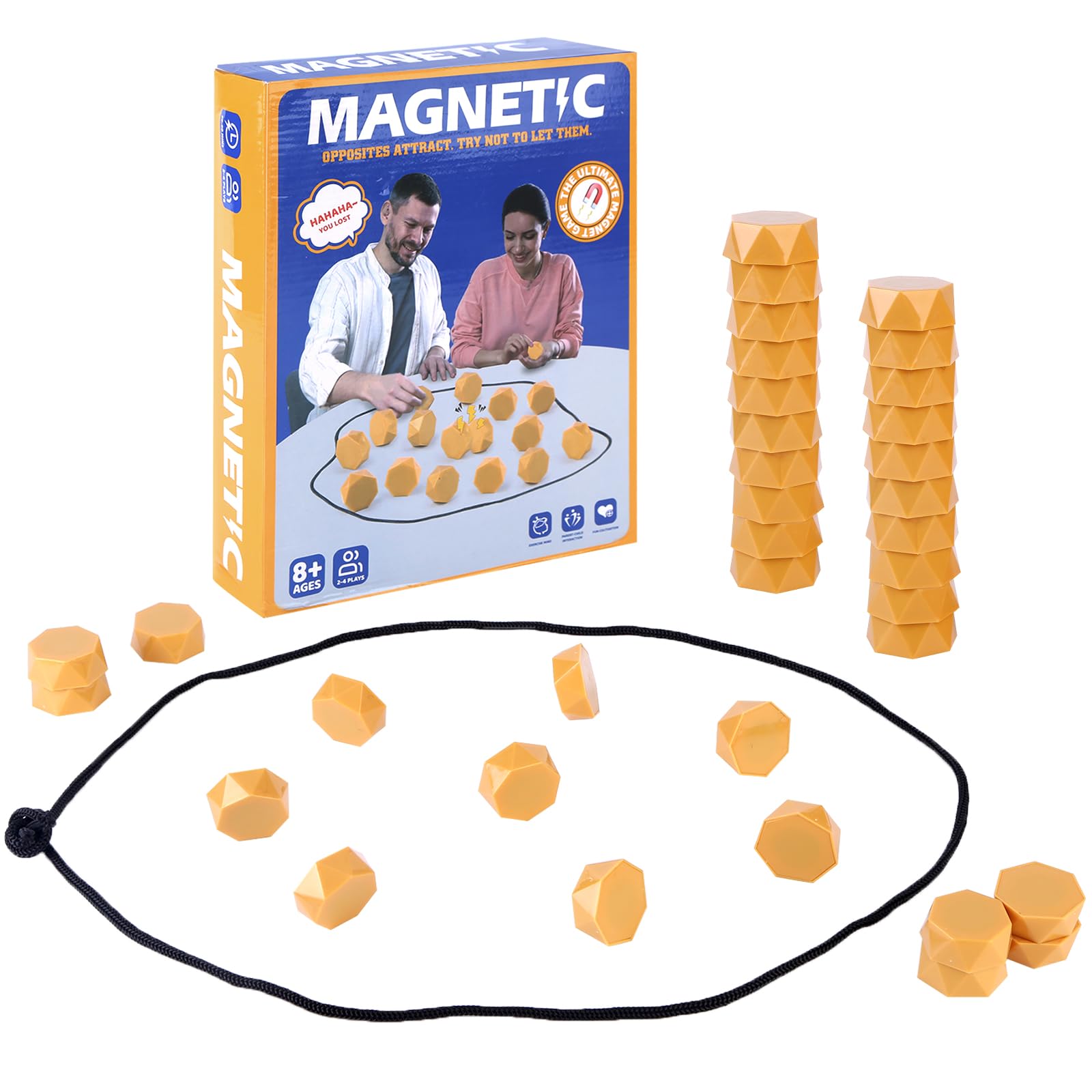 Gioco di Scacchi Magnetico Generico, Portatile e Strategico con Tavola Magnetica per Bambini e Adulti, Puzzle da Tavolo per Famiglia, Viaggio e Serate di Giochi con Corda e Pietre