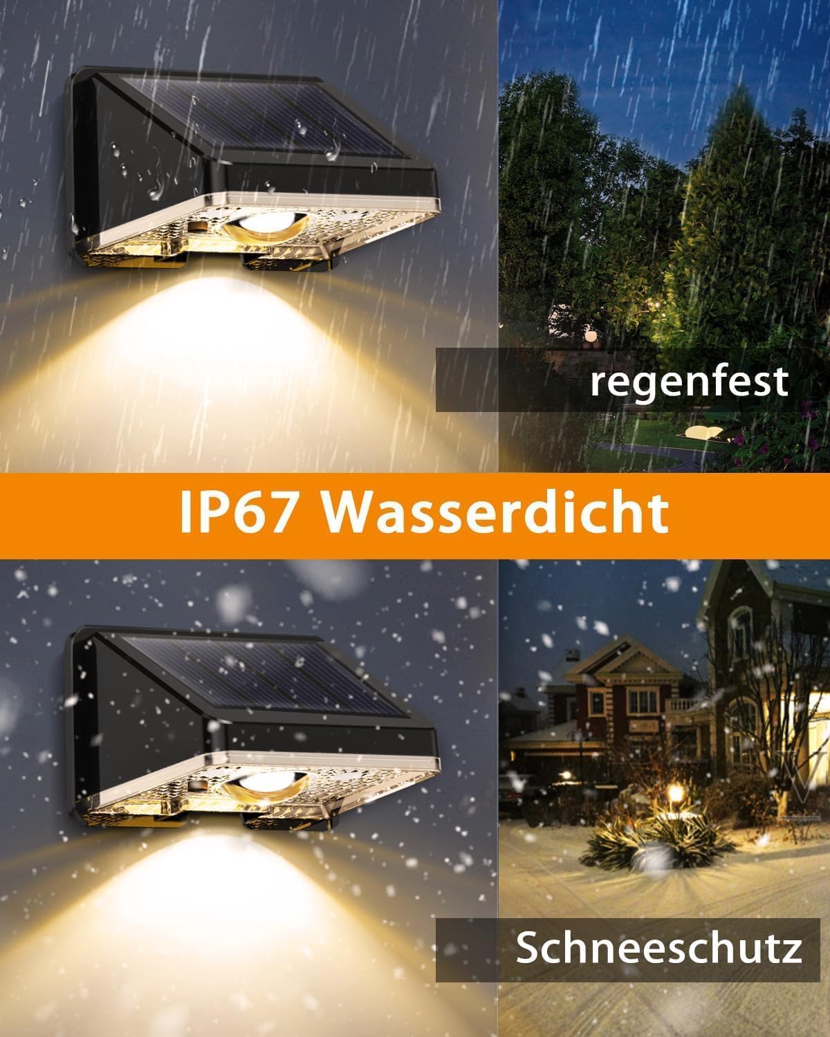 Solarlampen für außen wand, solar wandleuchte aussen, IP67 Wasserdichte Gartenleuchten Solar Zaun Beleuchtung für Garten Balkon Terrasse solarleuchten Zäune Warmweiß 16er