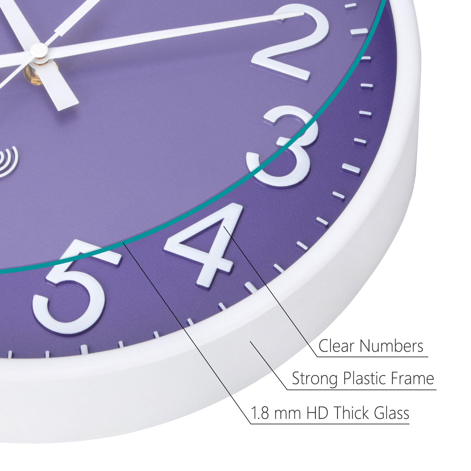 ACCSHINE Küchenuhr Funk Wanduhr Lautlos Funkwanduhr Wanduhr Ohne Tickgeräusche 30cm Quarz Batterie Groß Einfach zu Lesen für Zimmer Zuhause Küche Wohnzimmer Schlafzimmer Büro Schule (Lila)