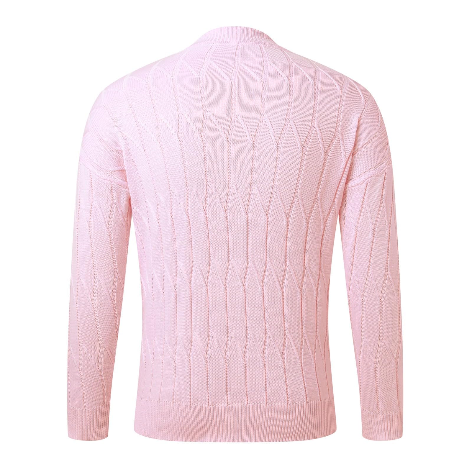 Strickjacke Herren Pink Langarm Cardigan Winter Pullovers Slim Fit Sweatjacke Bequem Cardigan Mantel Baumwolle Langarmshirts Grobstrick Winterjacke Einfarbige Winmantel