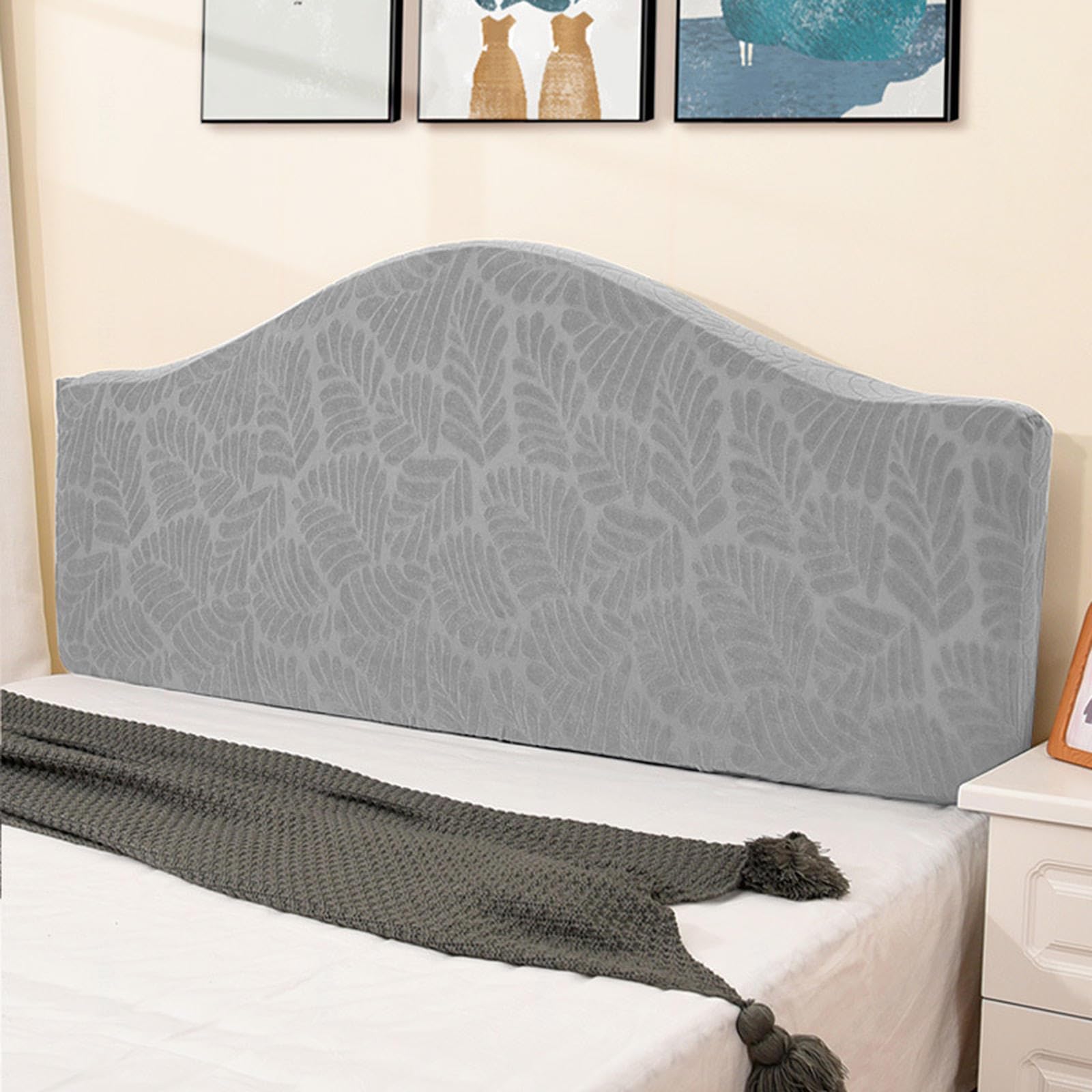 Ljqaizyl Lightgraya A-160Cm-180Cm Grey Bed Headboard Protector, Universal Slip Cover, Dust Cover, All-Inclusive, Curved, Single/King/Double, Light Grey