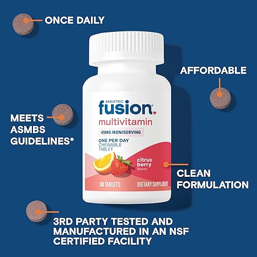 Miniatura 3 de Bariatric Fusion Multivitamínico bariátrico One Per Day con hierro masticable  Sabor a bayas cítricas  Vitaminas para bypass gástrico y gastrectomía