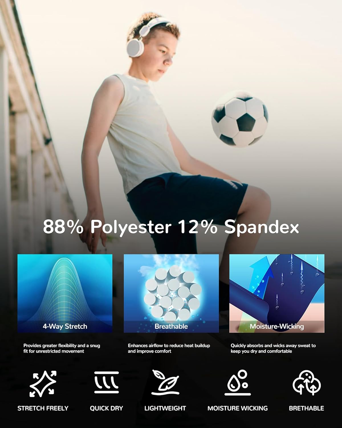 Boys Sleeveless Compression Shirt Kids Athletic Tank Tops Youth Quick Dry Workout Undershirt for Football - Image 6