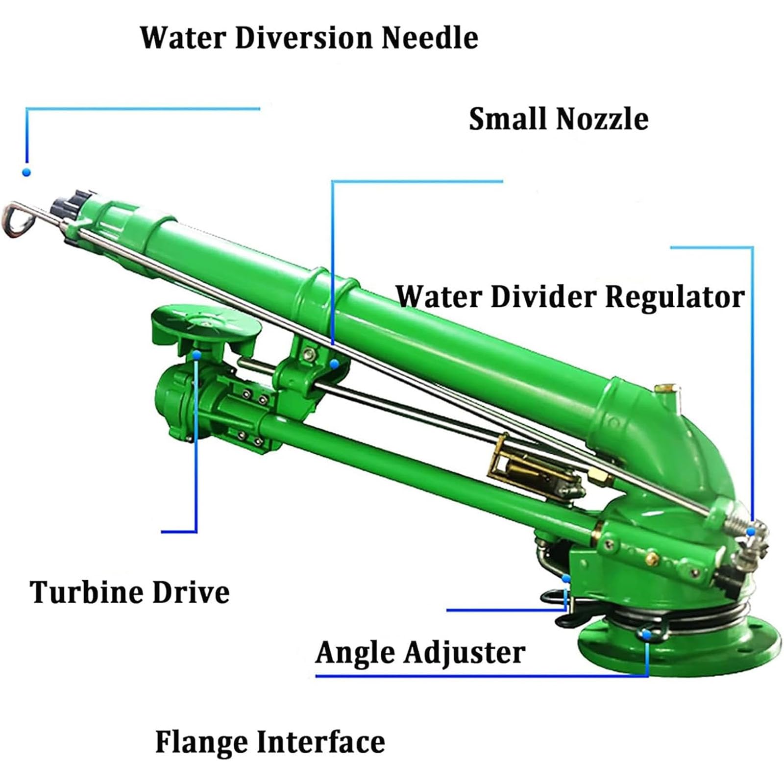 Irrigatori per Irrigazione Agricola, Lancia a Pioggia da 2" con Manometro, Pressione di Esercizio: 3-8 Bar, Irrigazione a 360° per Ampie Superfici, per Irrigazione Agricola
