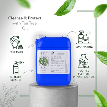 HBNO Tea Tree Oil - 8.8 lbs (4kg) - Ideal for Diffusers, Cleaning Agents, Deodorizers, and Flavoring Agents