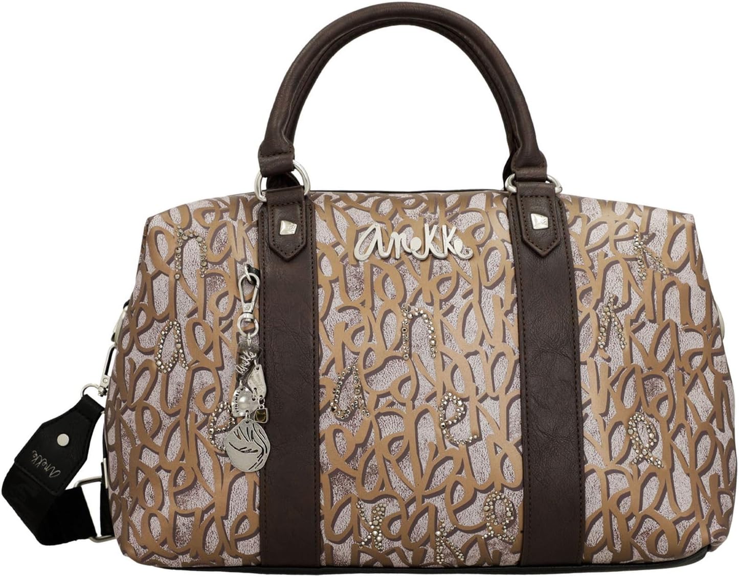 | Bowling Shape Handbag Collection Mantle | Women's Handbag with Removable Shoulder Strap Original | 35 x 21 x 13 cm | Color Brown, multi-coloured, 35 x 21 x 13 cm