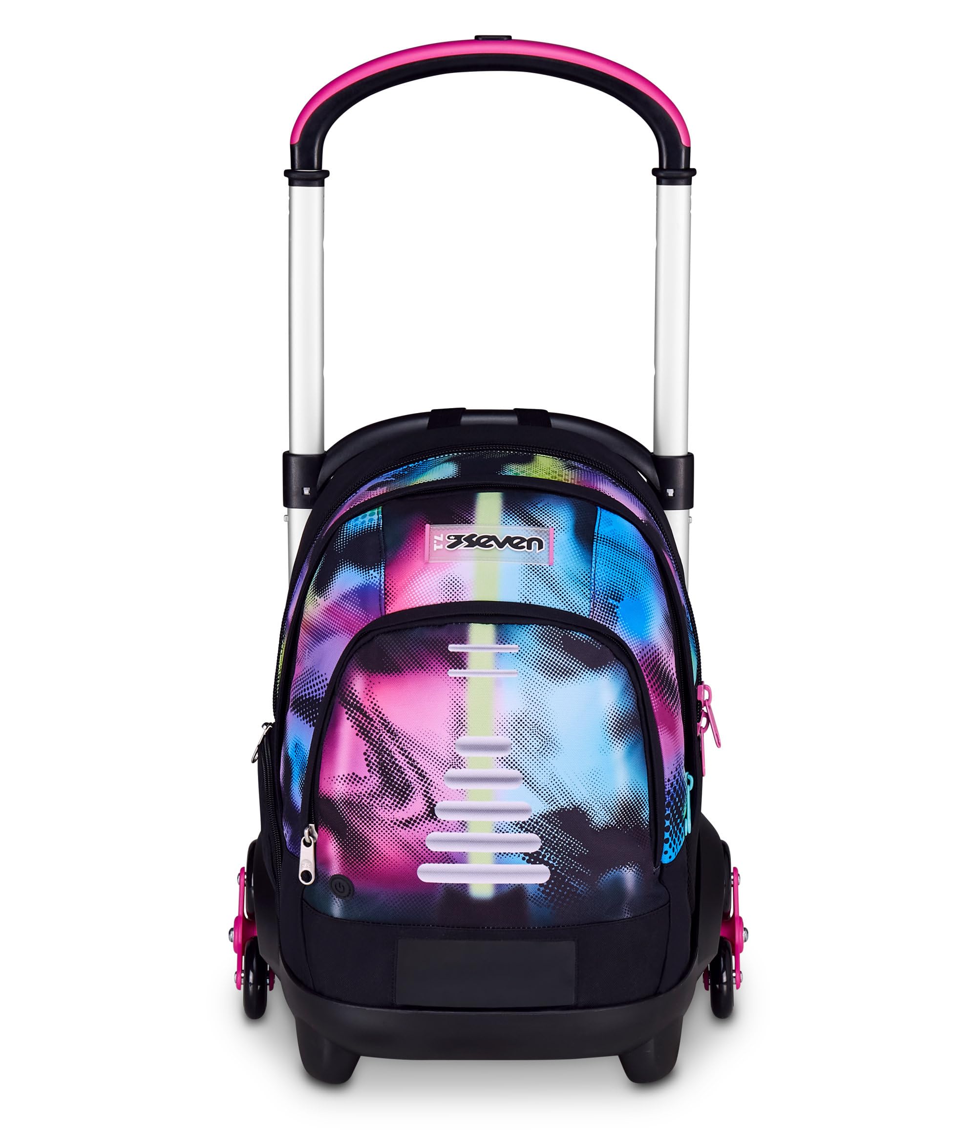 Seven Trolley Scuola Flex 3 Ruote, Fucsia, Zaino Con Carrello Sganciabile Da 31 Litri, Con Tasca PC, Tasca Borraccia, Multiuso, Maneggevole e Confortevole, Scuole Medie e Superiori, Ragazza