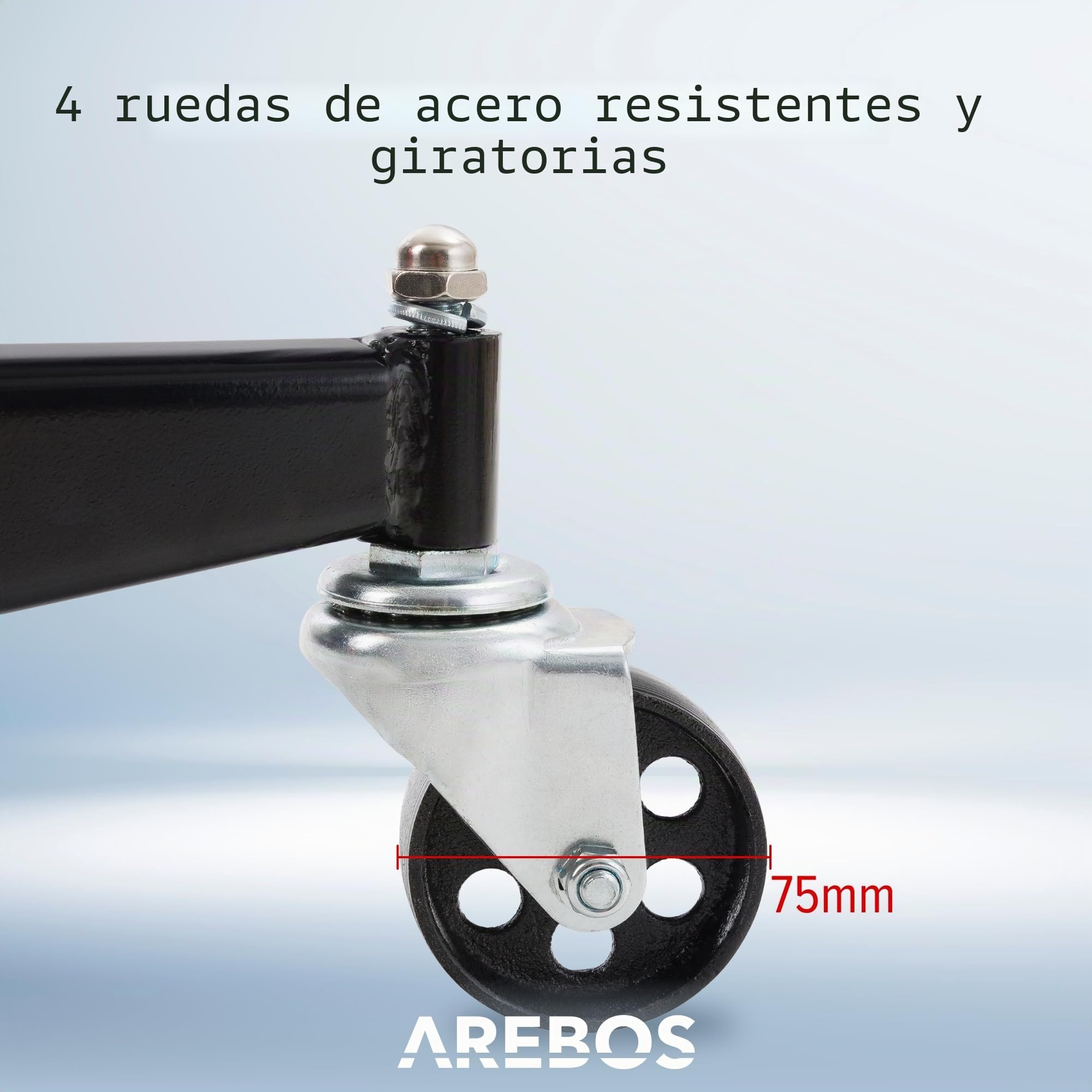 Arebos Elevador hidráulico | Elevador de Motor de 500 kg | Altura de Trabajo 105-185 cm | 4 Ruedas giratorias con Pedal Incluido | Regulable sin escalonamientos | Hidráulico | Rojo/Negro