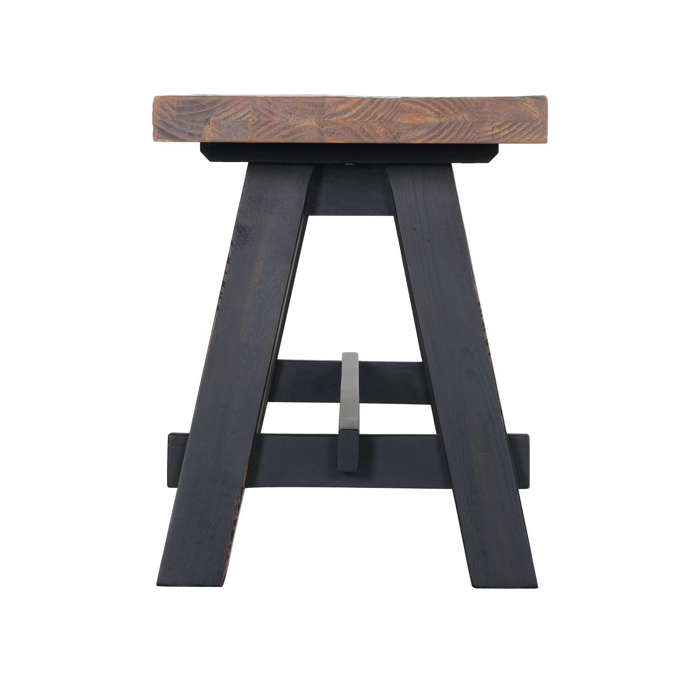 Adam 48-Inch Rustic Industrial Solid Wood Entryway Bench with Distressed Black Sawhorse Legs – Sturdy Accent Seating for Living Room, Mudroom, Dining Room, and Laundry Room by Alaterre Furniture