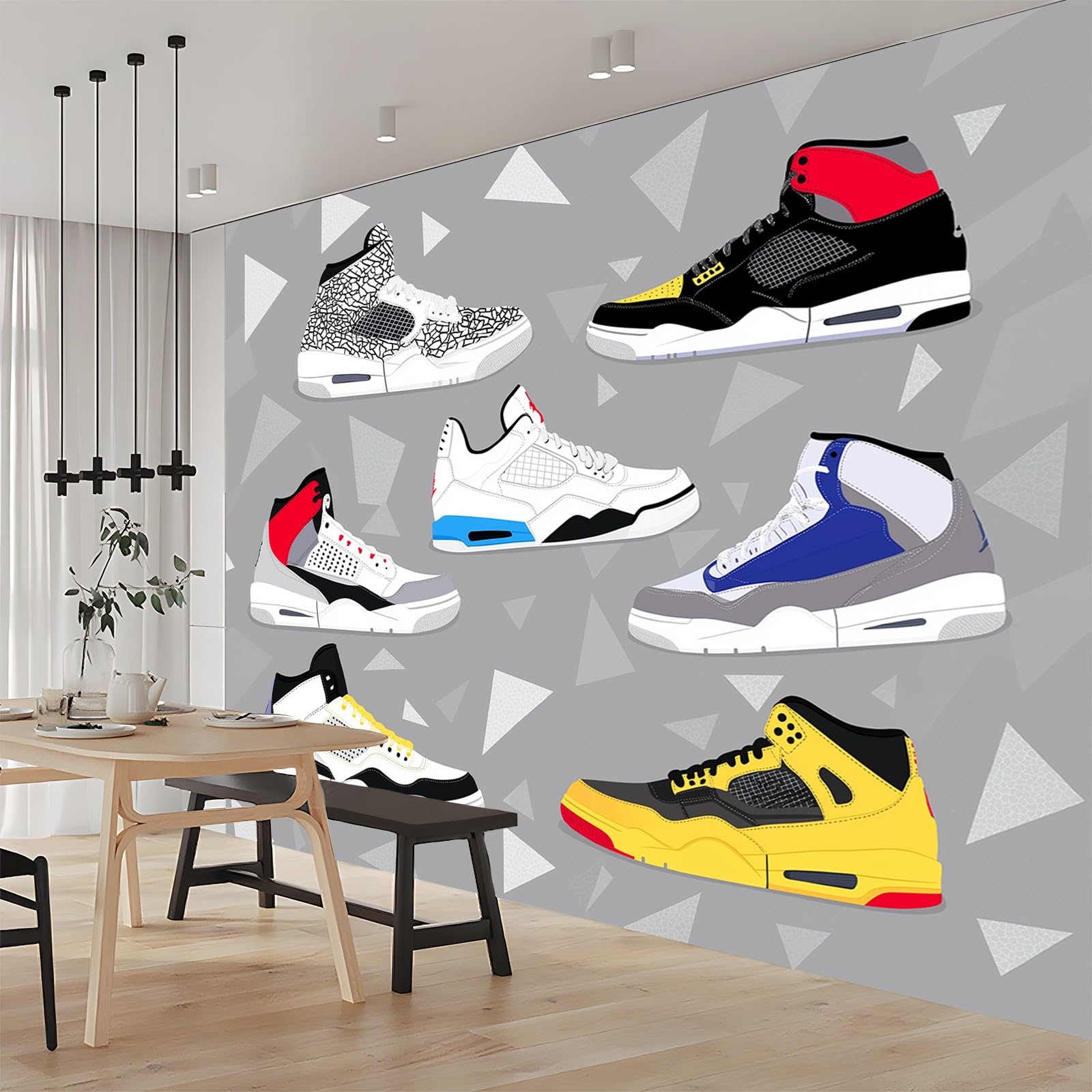 Panoramiczne tapety modne trampki wielokolorowe 300 x 210 cm (szer. x wys.), gigantyczny plakat ścienny 3D nowoczesna tapeta dekoracja ścienna salon sypialnia sypialnia biuro sypialnia tapety