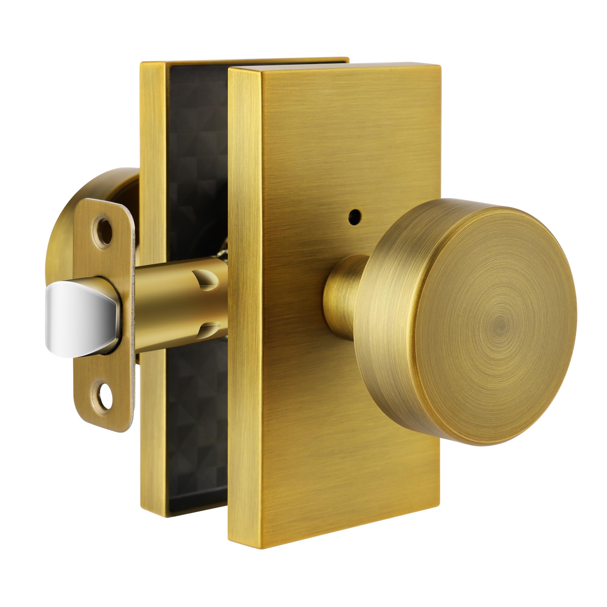 ToPToToo Antique Brass Door Knobs Interior, Privacy Door Knobs with Lock, Antique Vintage Modern Door Handle for Bedroom Bathroom