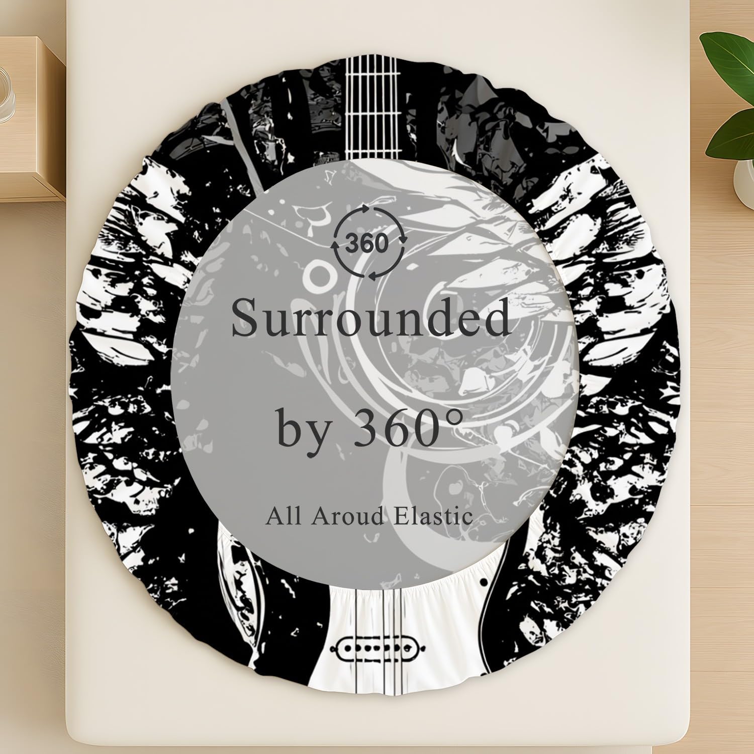 Rock Music Prześcieradło z gumką 90 x 200 cm miseczki 30 cm, zestaw pościeli z dzikimi gitarami skrzydła nutowe dla dzieci nastolatków dorosłych, miękkie prześcieradło z mikrofibry, oddychający