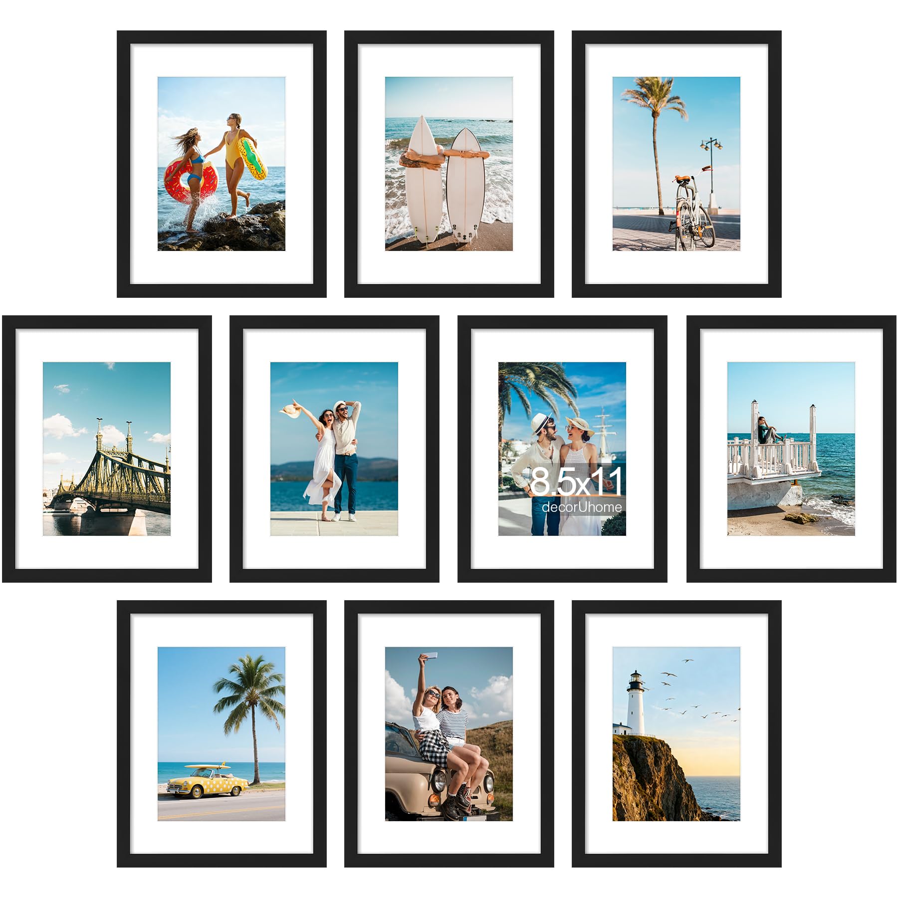 decorUhome 8.5x11 Picture Frame Set of 10