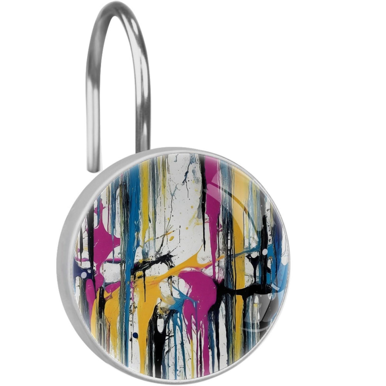 VAPOKF Decorative Shower Curtain Hook, Artistic Graffiti Rustproof Stainless Steel Shower Curtain Hook for Bathroom, Shower Curtain Hangers for Shower Rod