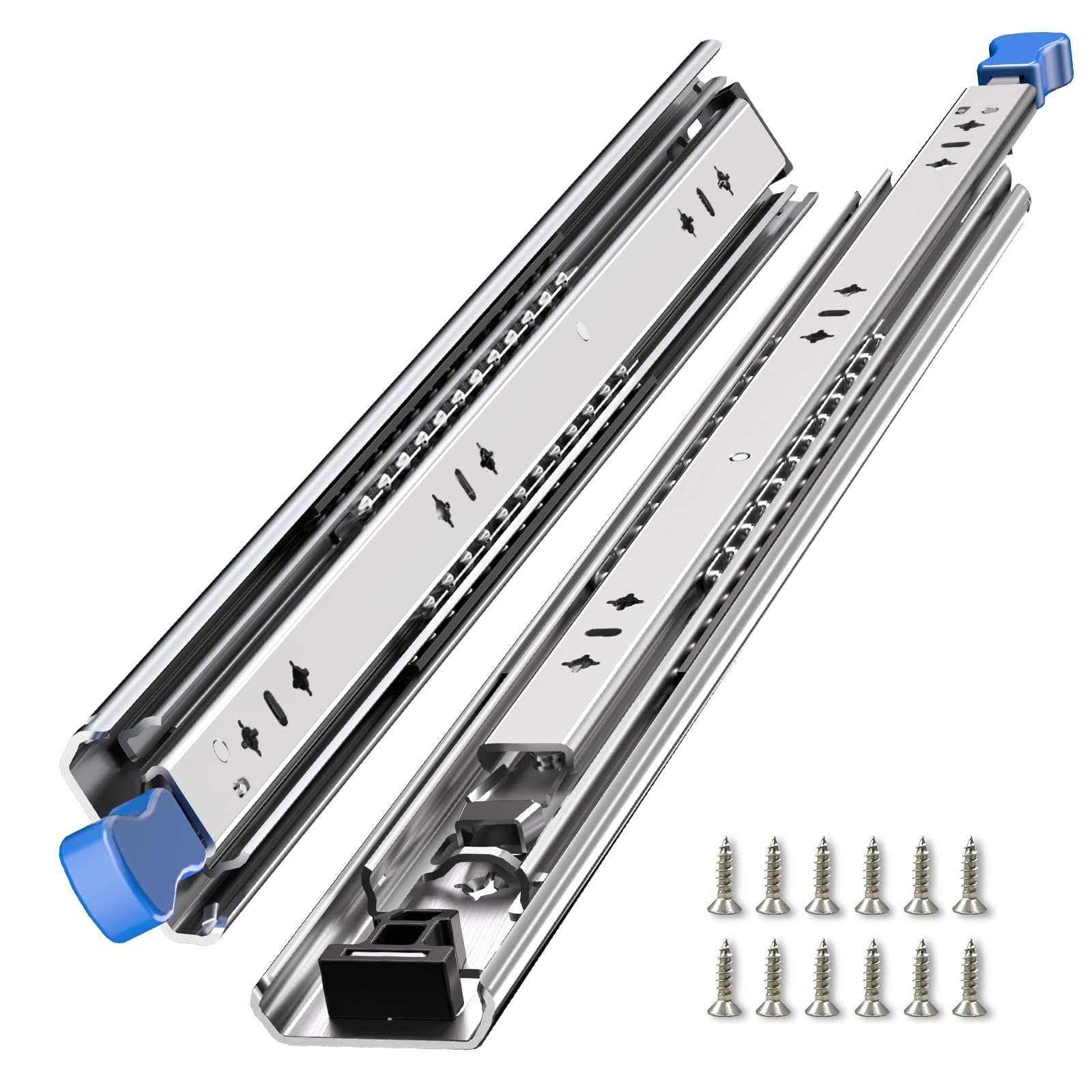 SLIDEWAY Schubladenschienen, 1 Paar, 30,5 cm bis 101,6 cm, Vollauszug, Kugellager, Seitlich montiert, Silberfarben, Stahl, Pulverbeschichtet, 117,9 kg max. Belastung