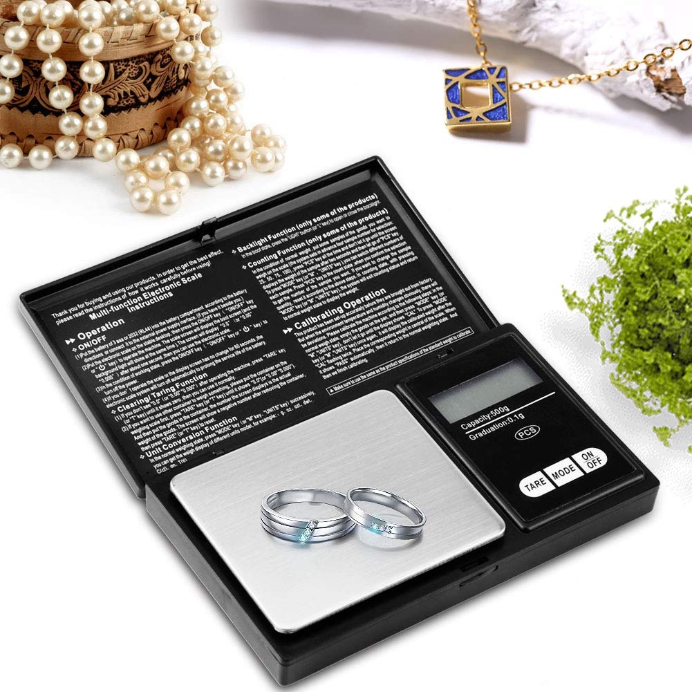 Akozon Mini przenośna wysoka precyzja LED cyfrowa Pocket Scale złoty srebrny diament biżuteria kamień (500 g/0,1 g)