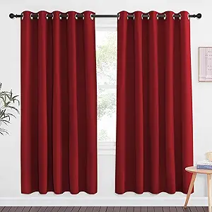 NICETOWN Burgundy Red Blackout Curtains for Bedroom 72 Inches Long, Thermal Insulated Room Darkening Grommet Window Curtains for Living Room Nursery, 66 inch x 72 inche, 1 Panel