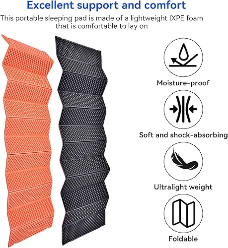 Miniatura 5 de Agatige Tapete de espuma, impermeable, de espuma, ultraligero, colchón, colchón, colchón, camping, plegable, playa, tienda, colchoneta para dormir,