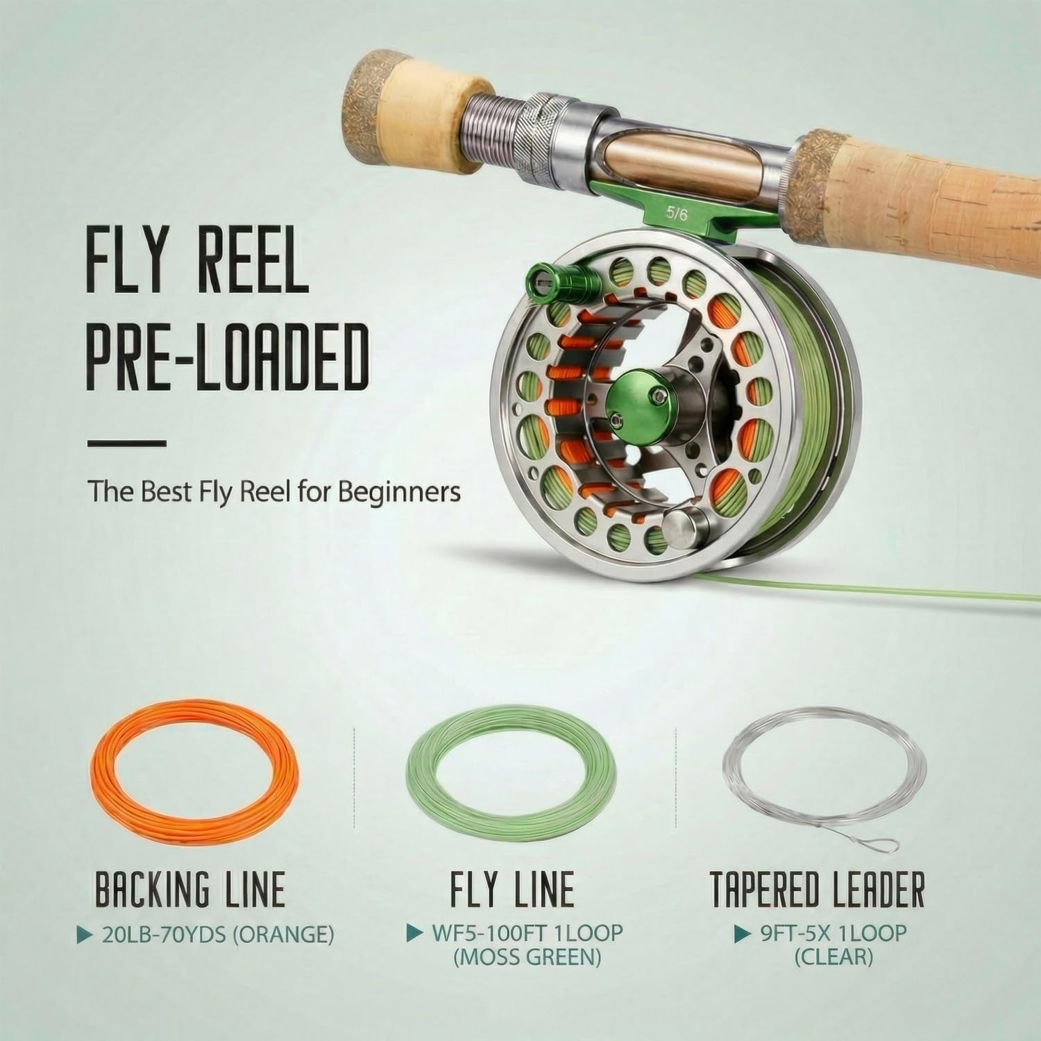 Fly Fishing Reel with Aluminum Alloy Body 5/6wt Die Cast Pre-Loaded Fly Reel with Line Combo for Trout Bass Carp Pike Panfish
