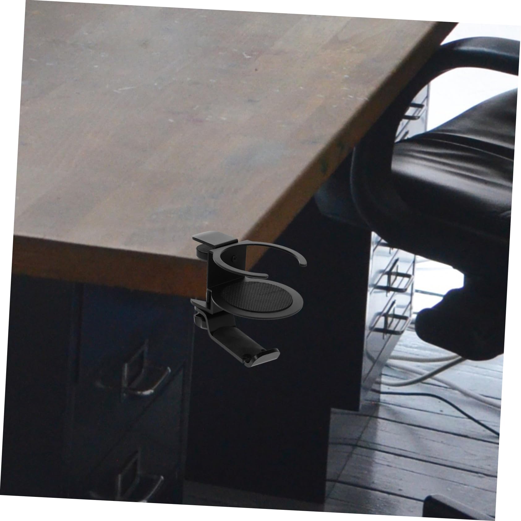 LABRIMP Soporte para Auriculares Abrazadera, Portavasos de Escritorio Ajustable, Aleación de Aluminio, 360° Giratorio, para Juegos de PC