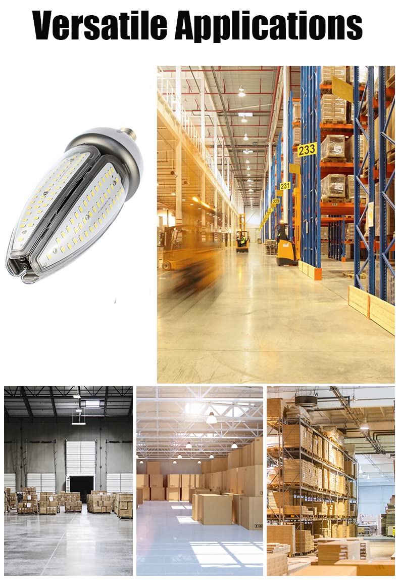 Lot de 2 Ampoule LED maïs 50W, 500W Équivalent Ampoules, 6000Lumen ultra-lumineux E27/E40, 3000K Blanc Chaud, pour Entrepôt Atelier Garage (3000K)