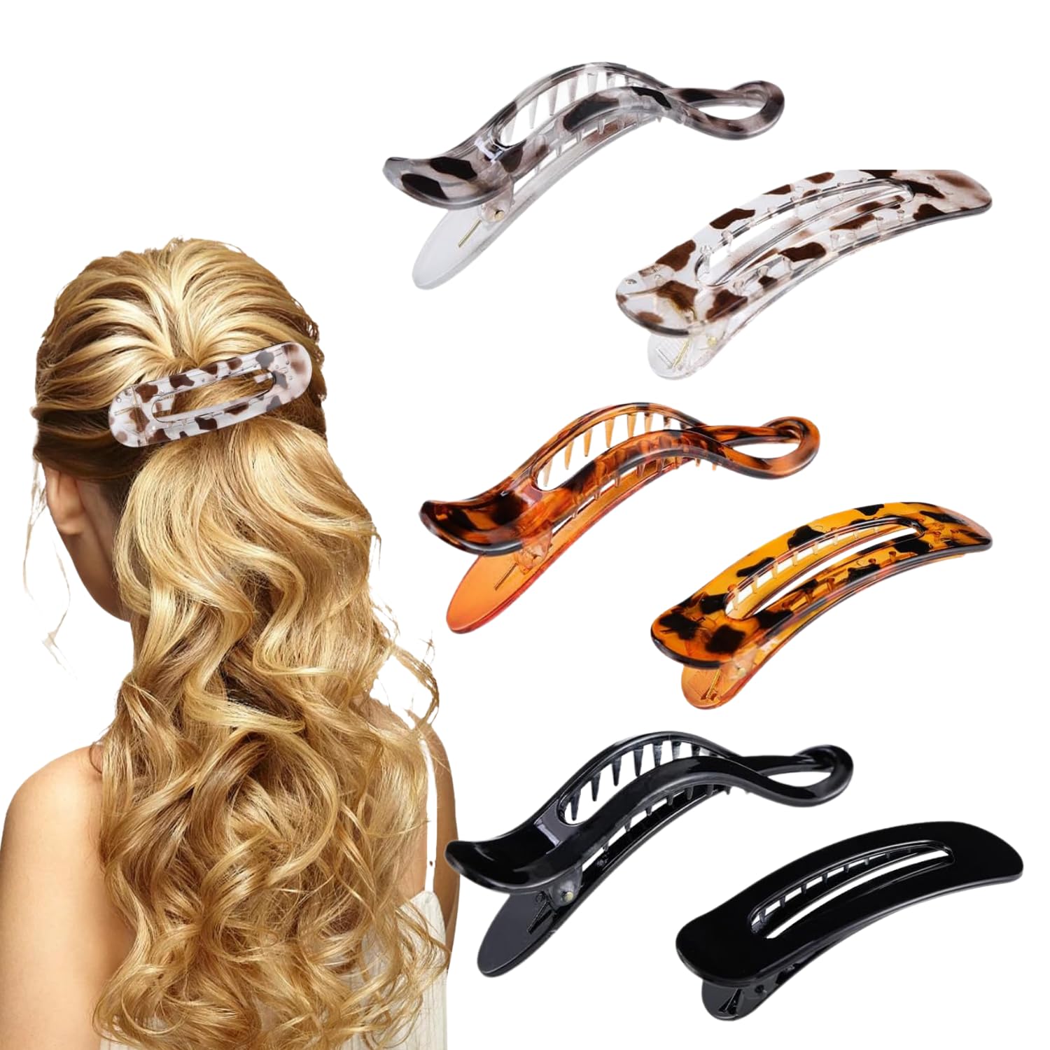 6 Pcs Hair Clips for Thick Hair Curved Claw Clips for Thick Thin Hair Leopard Womens Hair Clip Strong Hold and No Slip