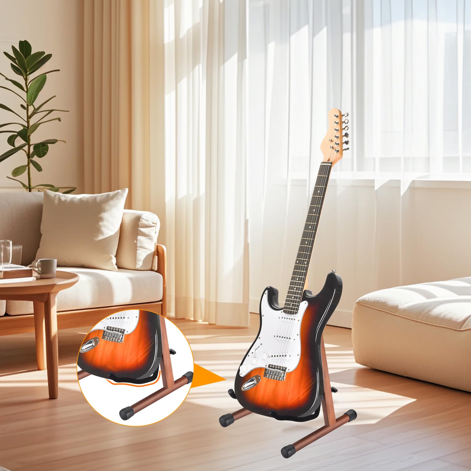 Supporto Chitarra, Porta Chitarra da Pavimento per più Chitarre, Chitarre Acustiche, Basso, Chitarra Elettrica, porta Chitarra da Terra Acustica con Telaio ad A, Facile da Montare