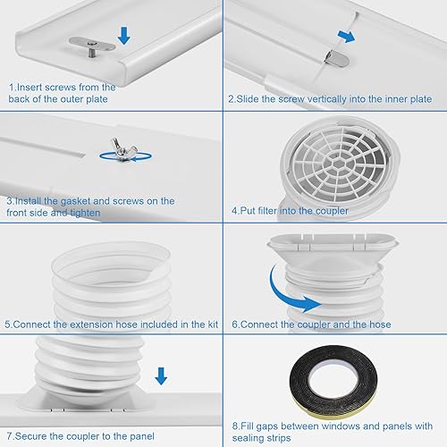 Miniatura 5 de Ninonly Kit de ventilación de aire acondicionado portátil con manguera de escape de 5.9 pulgadas, kit de sellado de CA portátil para ventana
