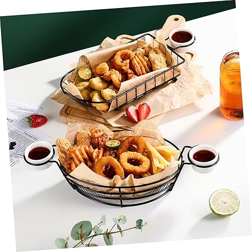 Miniatura 5 de Cabilock 1 juego de cestas de patatas fritas con patatas fritas, cestas de pescado y patatas fritas, soporte de metal para aperitivos y aperitivos