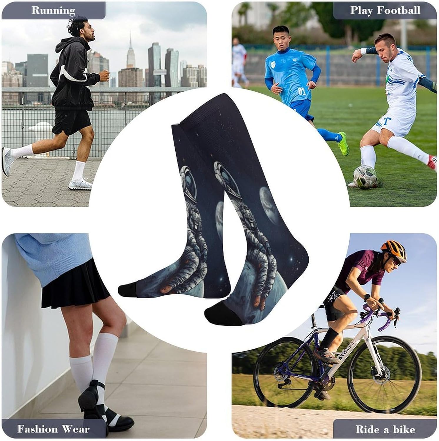 Astronaut Space Crew Socks Calf Socks Athletic Crew Sock