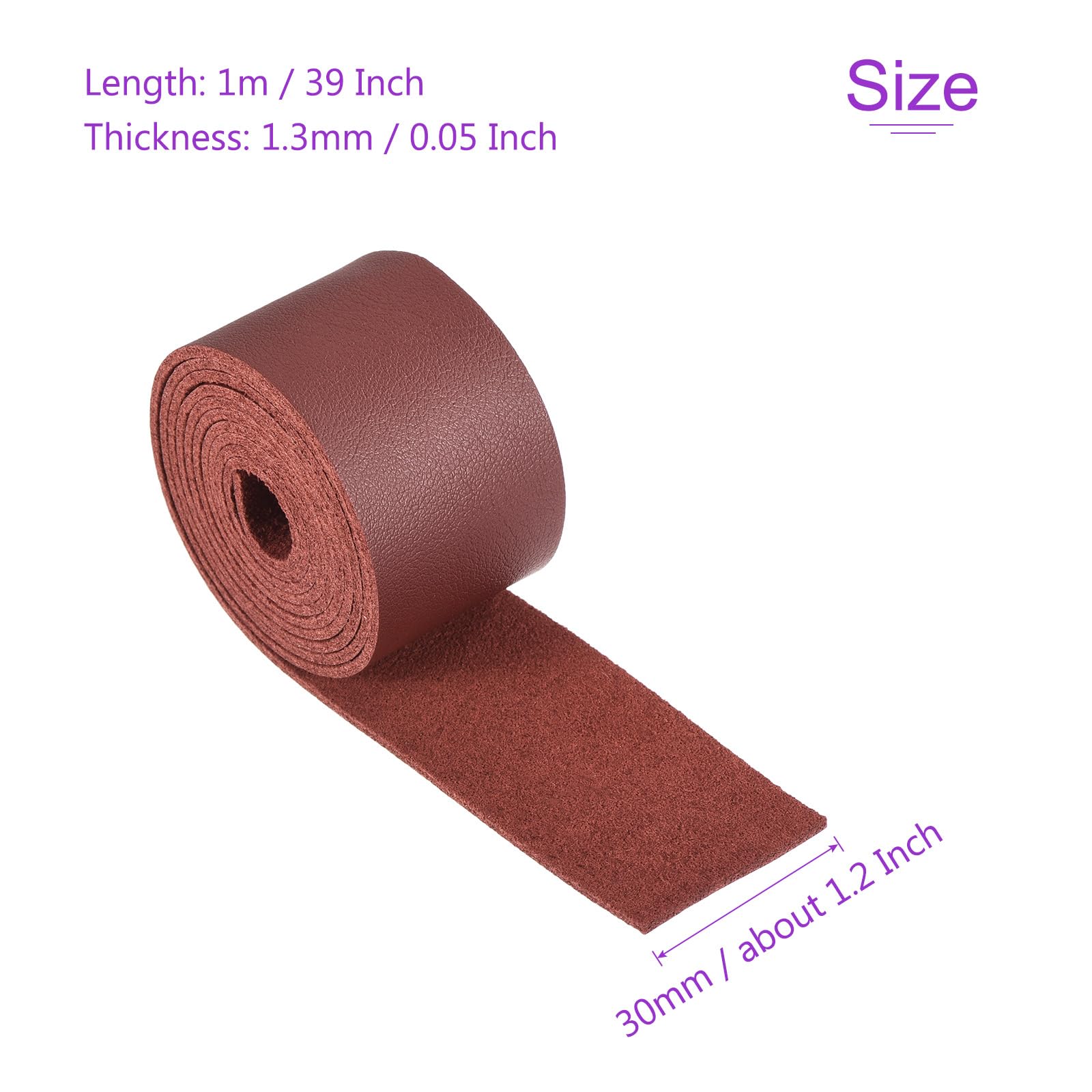 DMiotech Dark Red Faux Leather Strap 1.2 Inch Wide 39 Inch Long Flat Leather Belt Strip 1.3mm Thick Single Sided Cord for Arts Craft DIY Traction Ropes - Image 3