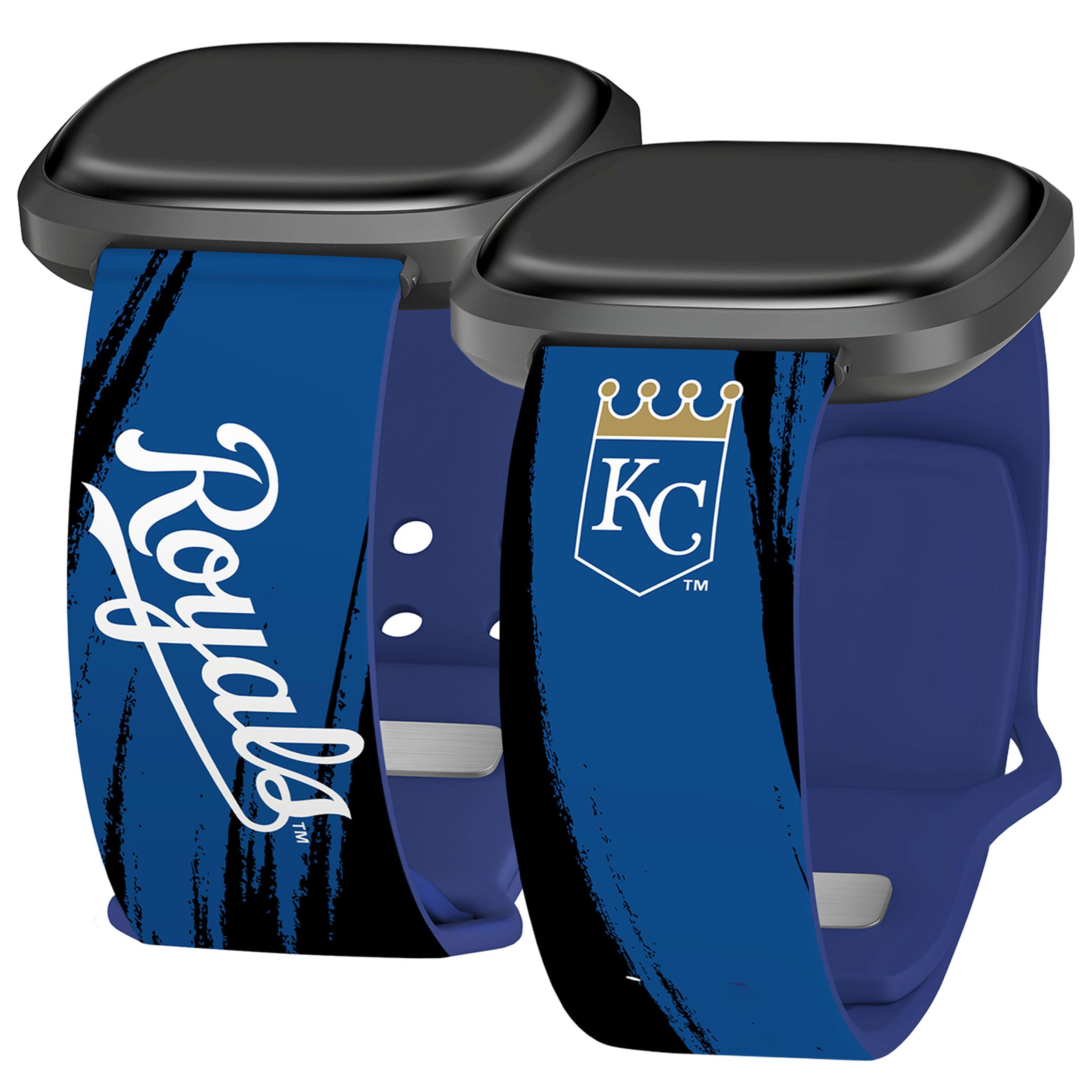 Game Time Kansas City Royals Paint Stripe HD Watch Band Compatible with Fitbit Versa 3 & Sense 1 (20mm Short)