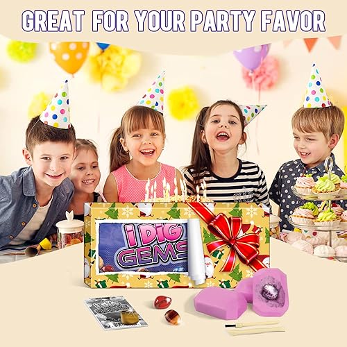 Miniatura 5 de Byncceh Kit de excavación de piedras preciosas  Desenterrar 12 gemas reales, colección de minerales y rocas y piedras preciosas y cristales kit de