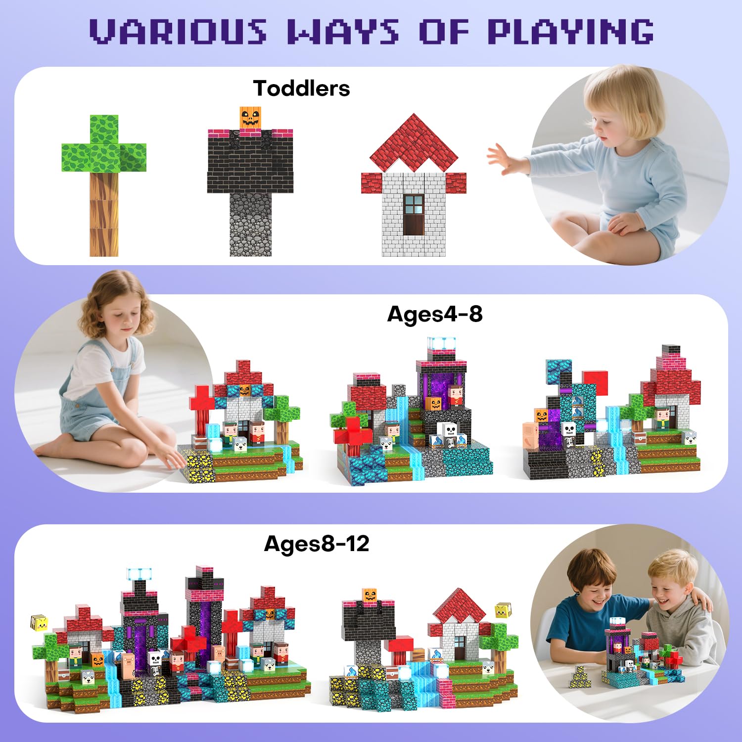 Kryzomat Magnetische constructie voor kinderen, 150 stuks, magnetisch bouwblok voor 3 jaar, magnetische blokken, jongens, meisjes, kinderen, magnetische kubus, cadeau voor Kerstmis, verjaardag